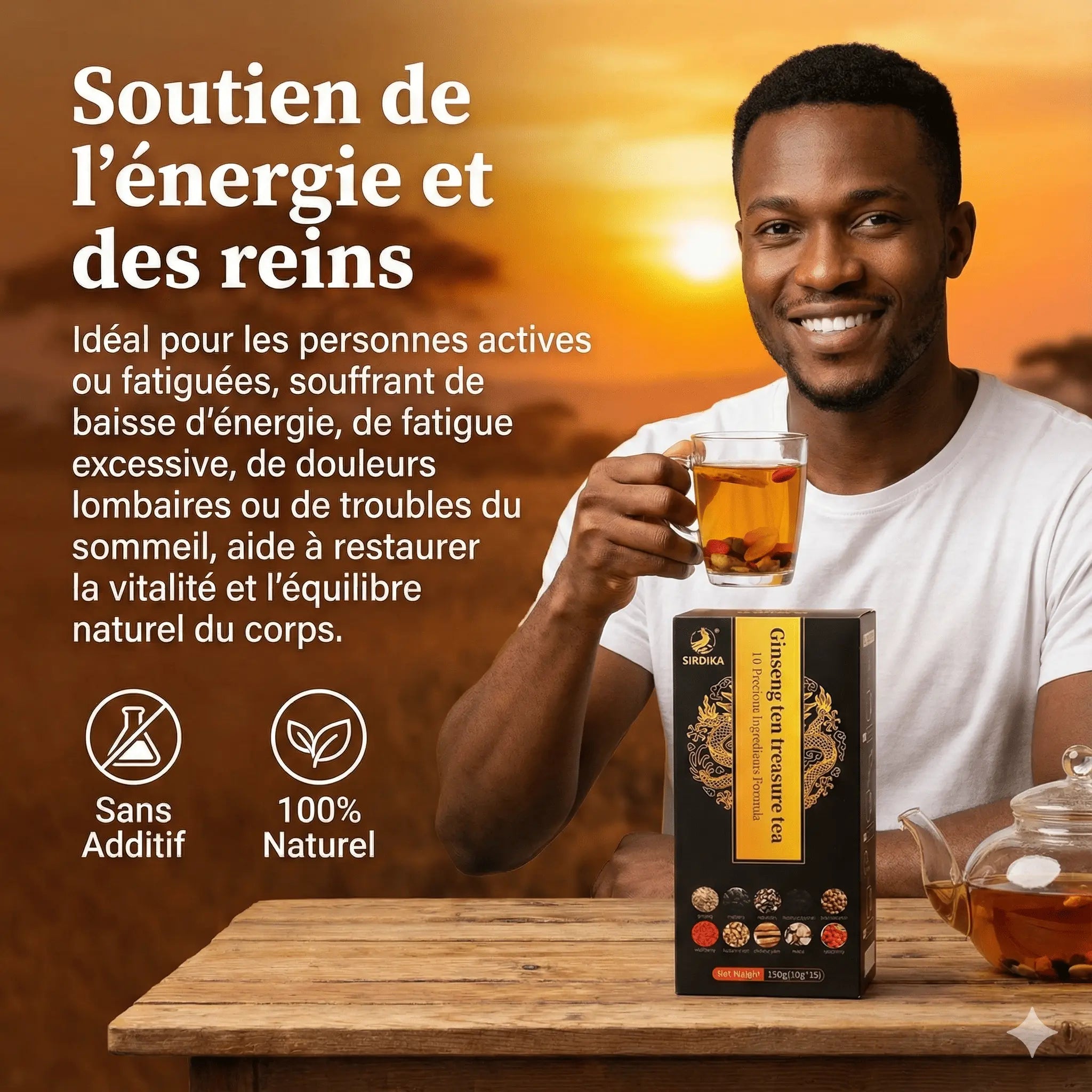 GENSTHÉ™ Thé Pour Les Reins Au Ginseng Et Aux Six Trésors Formule - (10 Sachets par Boîte) CM